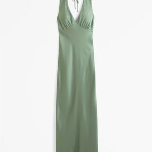 Elegant Green Halter Maxi Dress
